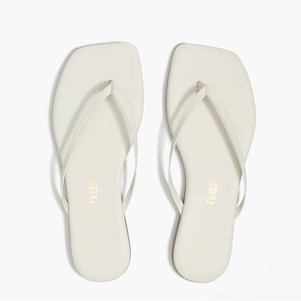 TKEES Womens Ivory Square-Toe Lily Flip Flop Sandals